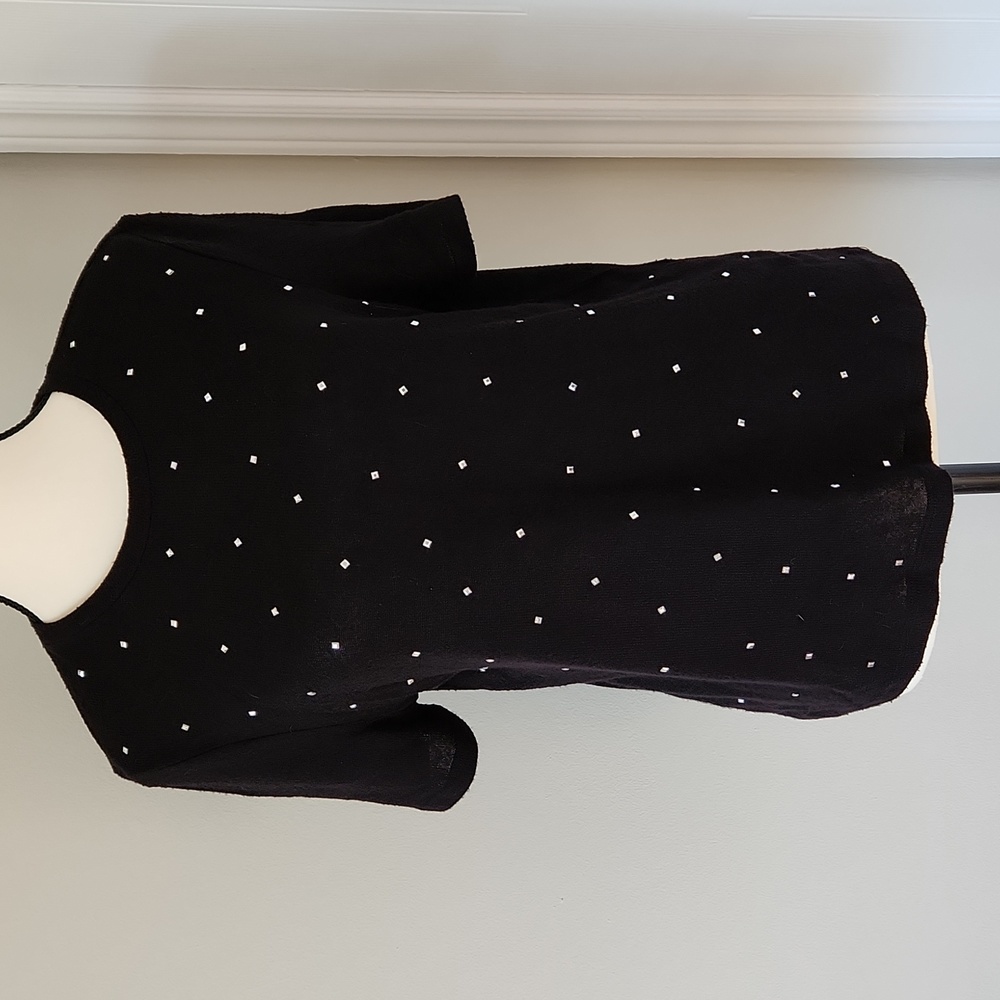 Zara lightweight black short-sleeved sweater with stud details, size large